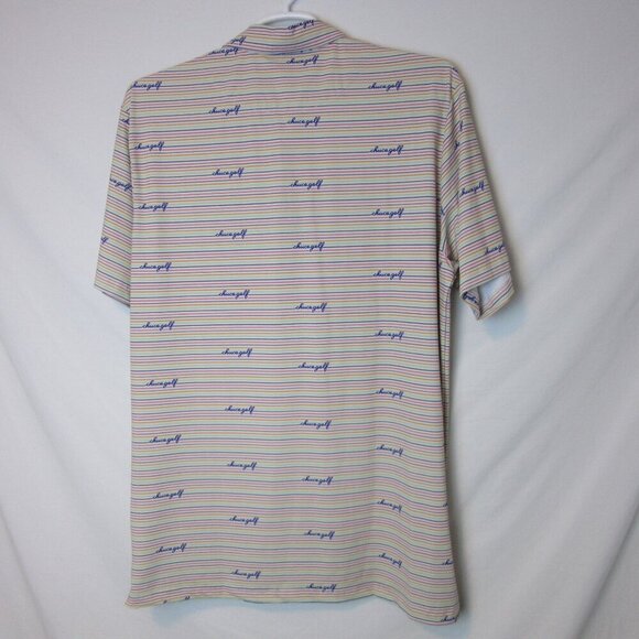 Chuco Golf Polo Collared Shirt Men's XXL White Multicolor Striped Short Sleeve - Picture 6 of 6